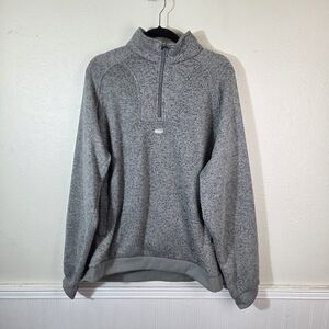 Quiksilver Mens XL Gray Heather Quarter Zip Pullover Fleece Sweater Surf Skate